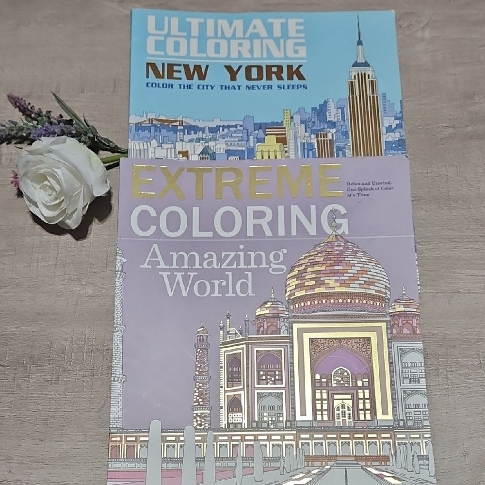 Extreme Coloring Books Set - New York and Amazing World